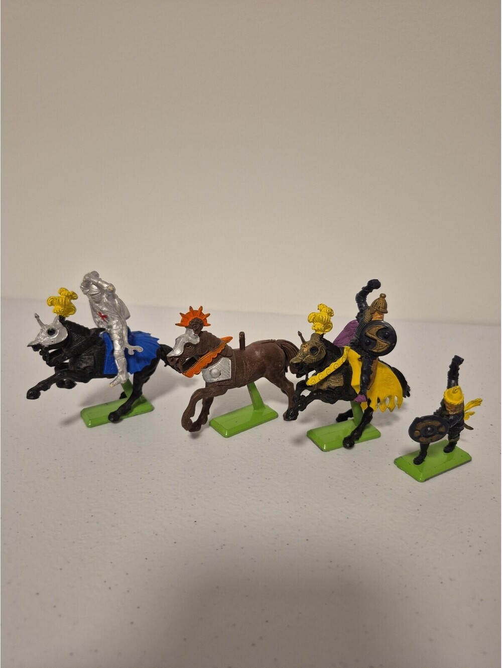 Lot of Vintage Britains Ltd. Deetail Medieval Knights Horses Blue Orange Yellow